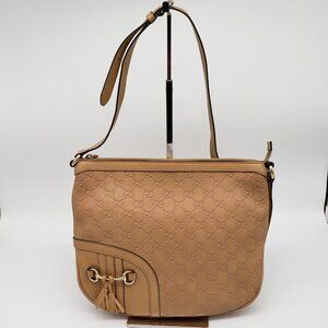 Authentic Gucci Guccissima Horsebit Leather Shoulder Bag LC323-022026